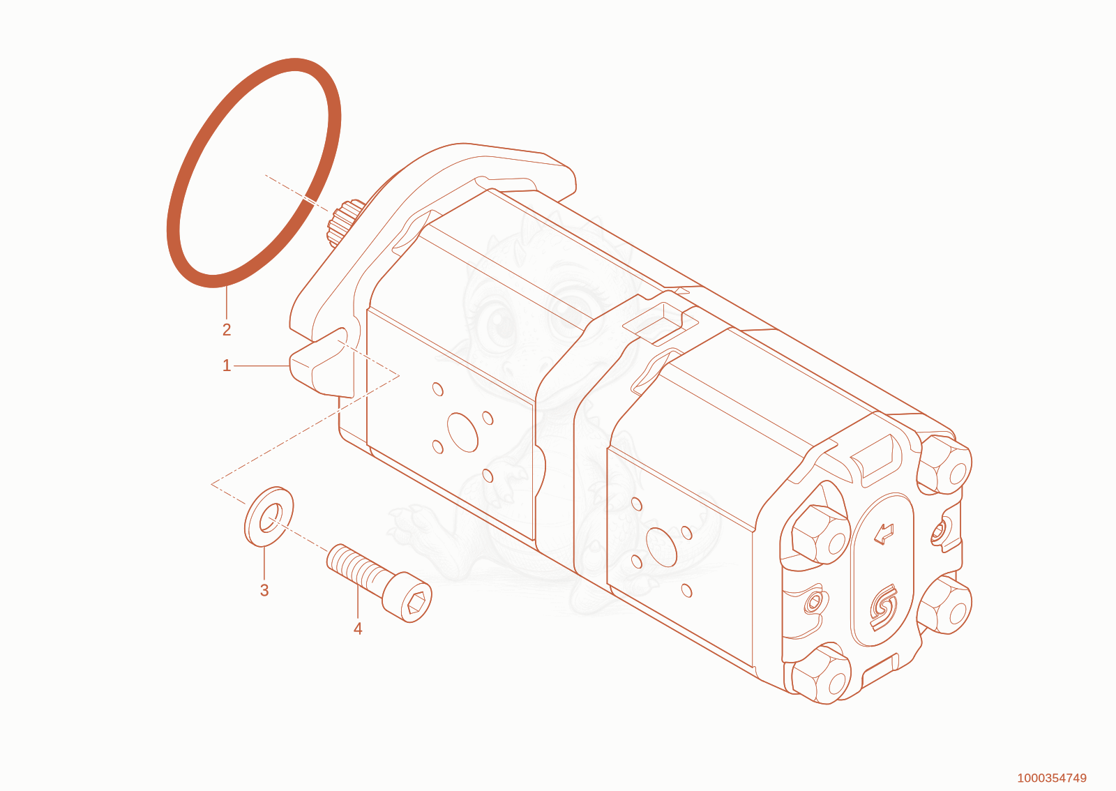 Exploded parts diagram of the hydraulic pump of a Wacker Neuson TH744(416-12), with numbered balloons
