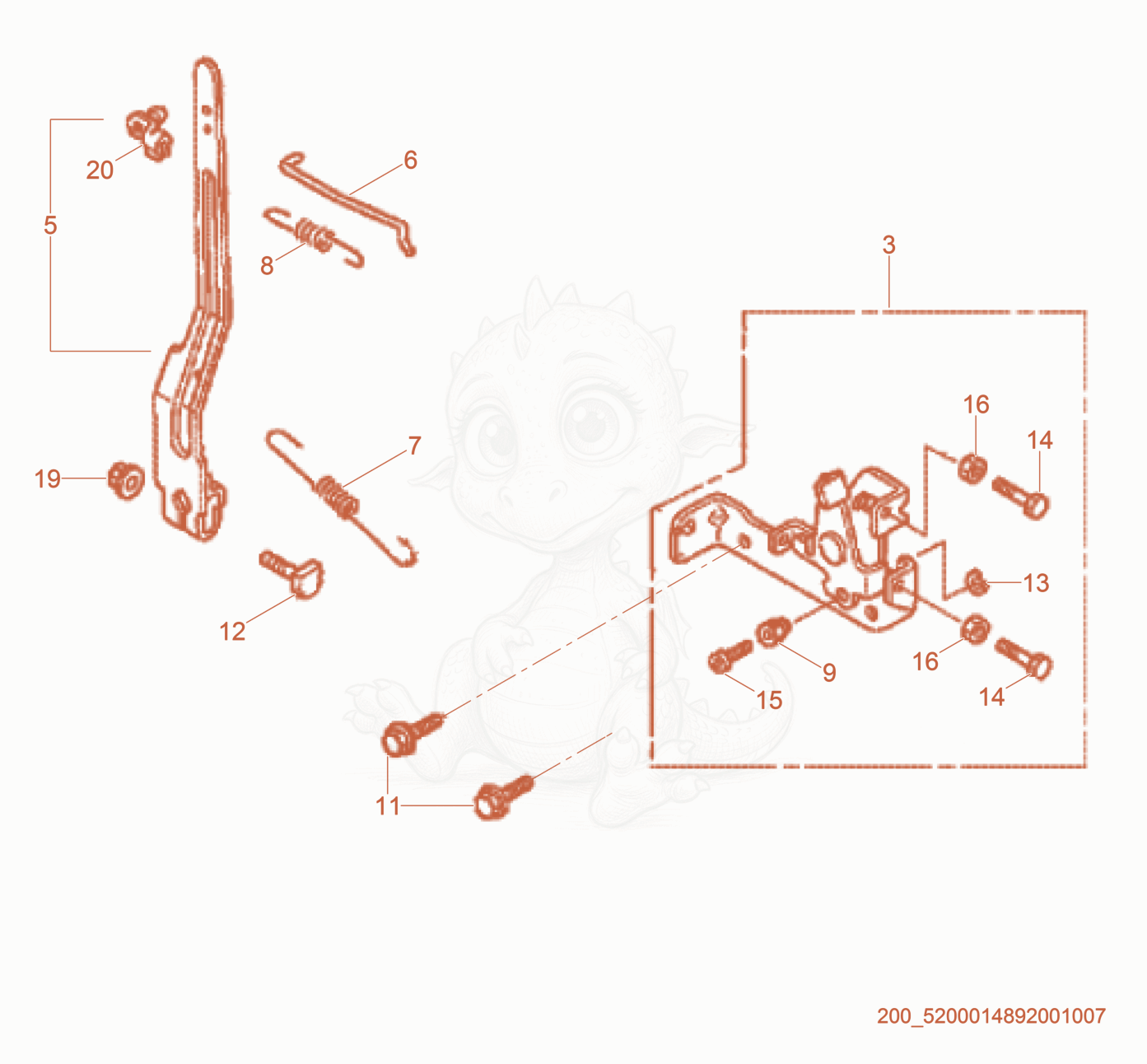 Exploded parts diagram of the Governor of a Wacker Neuson BS60-4AS, with numbered balloons