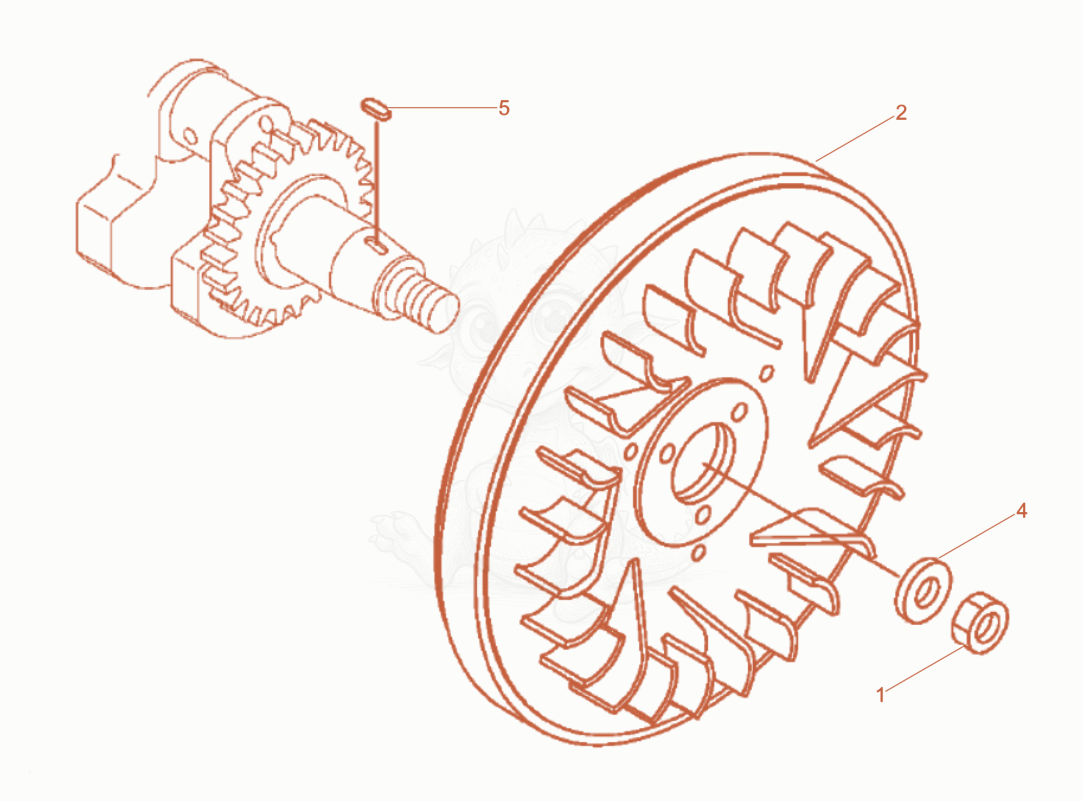 Despiece del Fly wheel de una máquina Wacker Neuson DS70Y13INLRC, con globos numerados