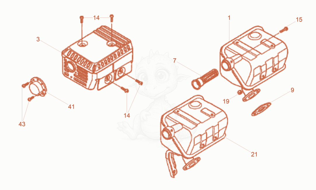 Exploded parts diagram of the Muffler of a Wacker Neuson WPKMAT, with numbered balloons