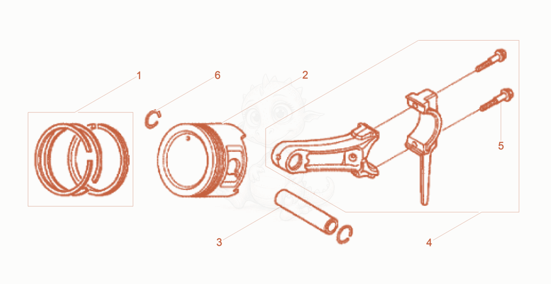 Exploded parts diagram of the Piston of a Wacker Neuson WP1540AWUS, with numbered balloons