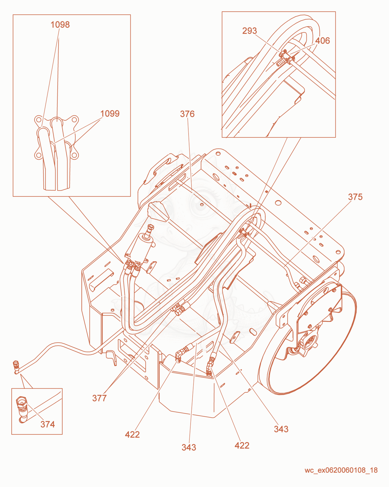 Exploded parts diagram of the Steering Hydraulic System of a Wacker Neuson RD16-90, with numbered balloons