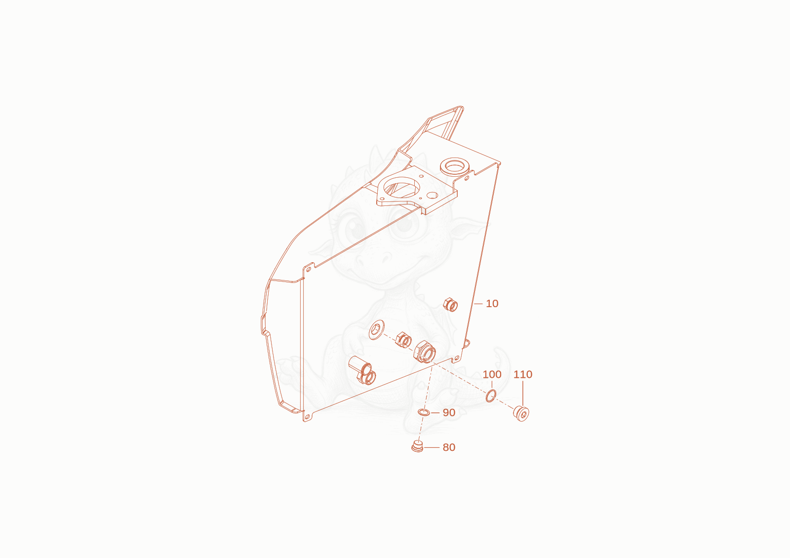 Exploded parts diagram of the hydraulic tank of a Wacker Neuson WL28(A01-01), with numbered balloons