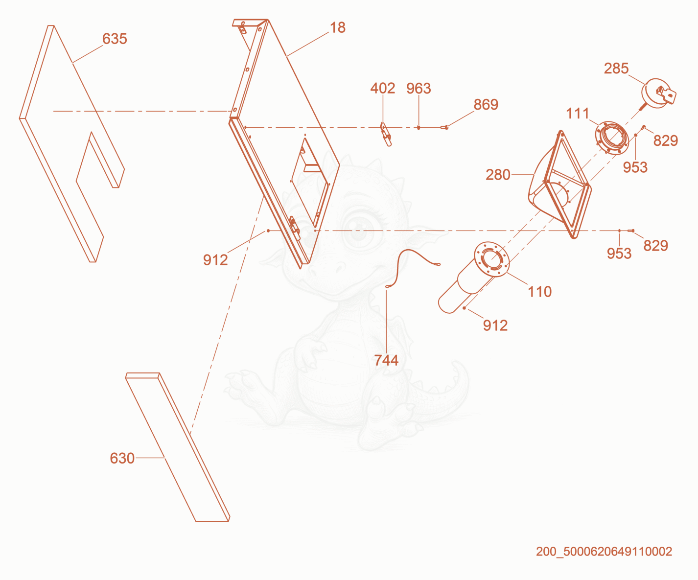 Exploded parts diagram of the Fuel Fill Corner of a Wacker Neuson G120, with numbered balloons