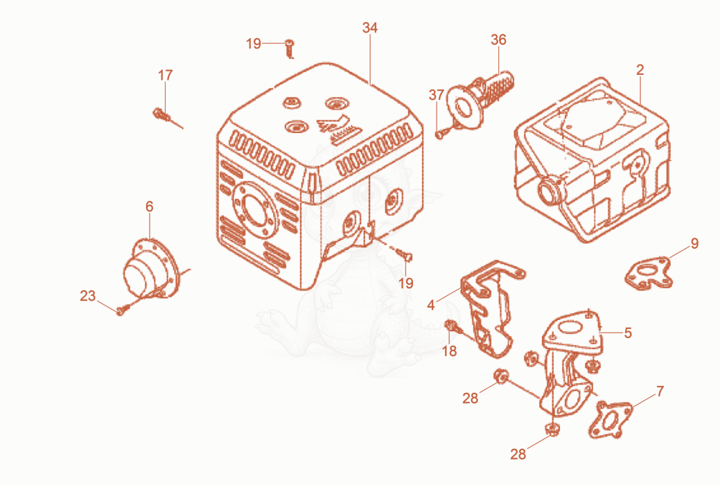 Exploded parts diagram of the Muffler of a Wacker Neuson BPU5545A, with numbered balloons