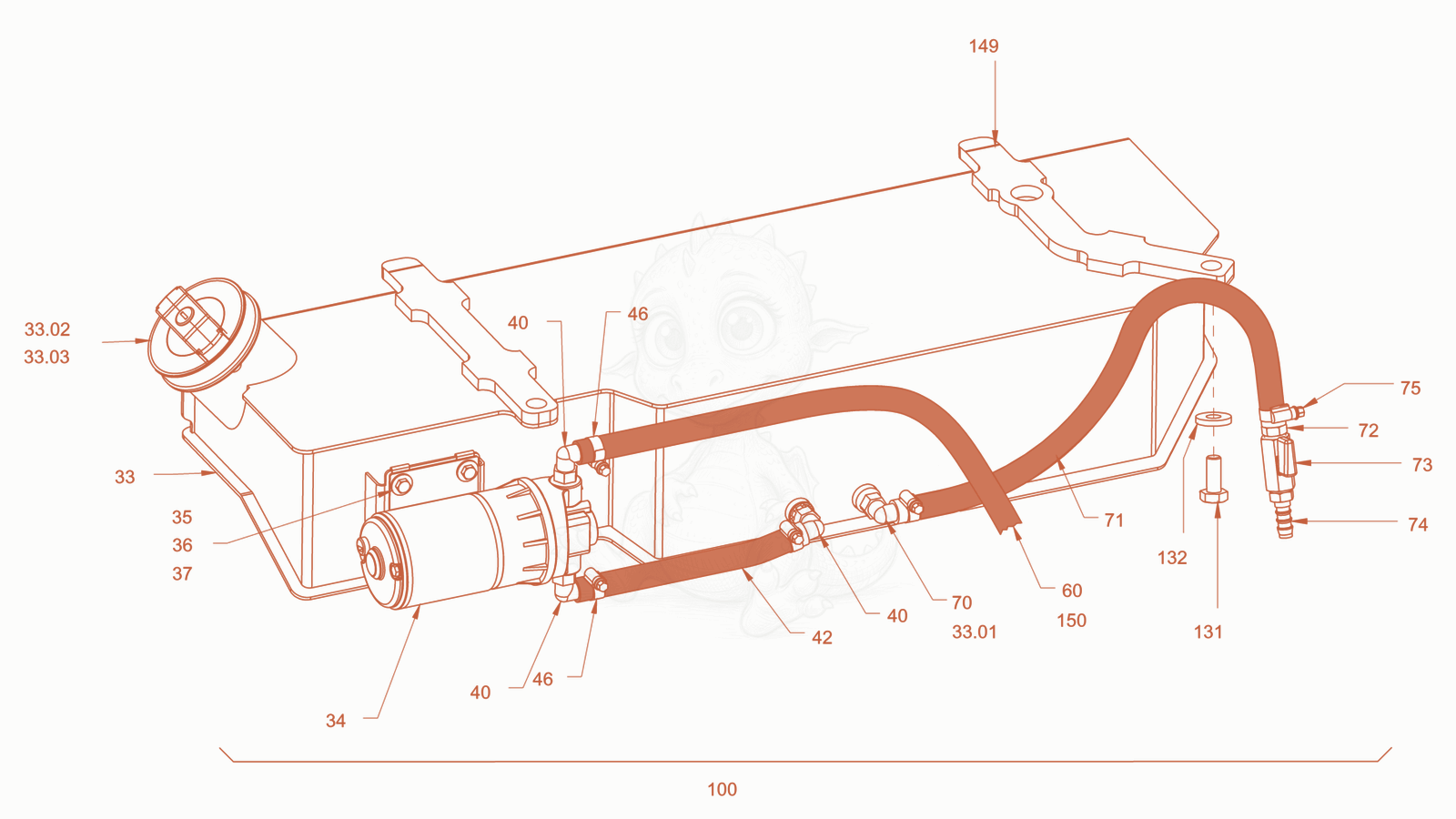 Exploded parts diagram of the Additive sprinkling of a Wacker Neuson RD45-140C, with numbered balloons