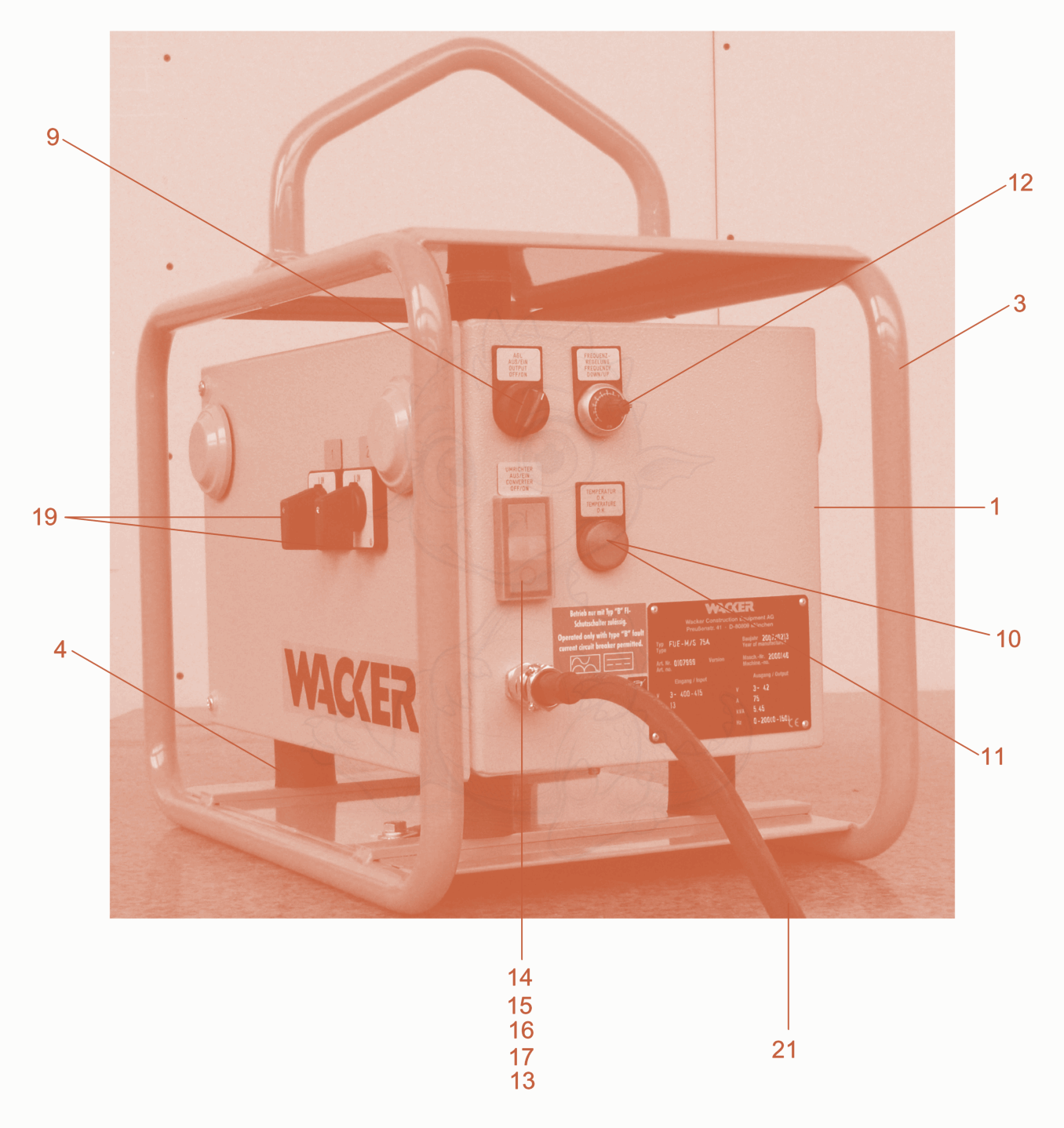 Exploded parts diagram of the Converter cpl. of a Wacker Neuson FUEM/S75A6CEE-32A, with numbered balloons