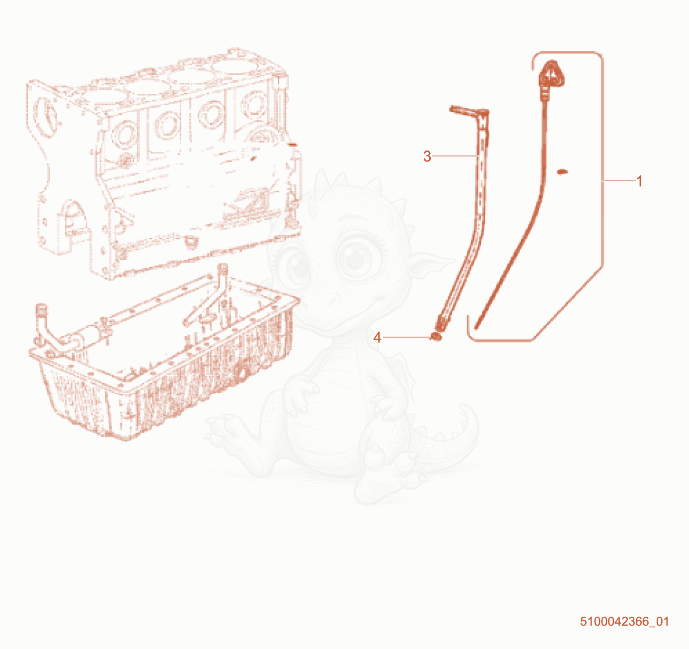 Exploded parts diagram of the Oil Dipstick of a Wacker Neuson RTLX-SC3, with numbered balloons