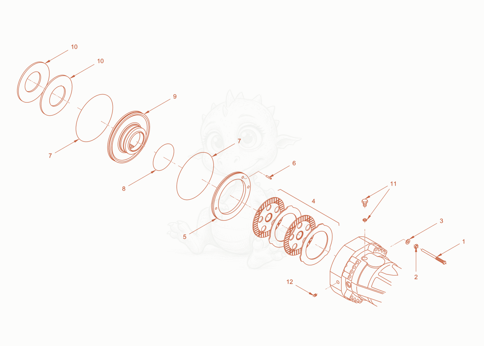 Exploded parts diagram of the axle of a Wacker Neuson RC110ROPS, with numbered balloons