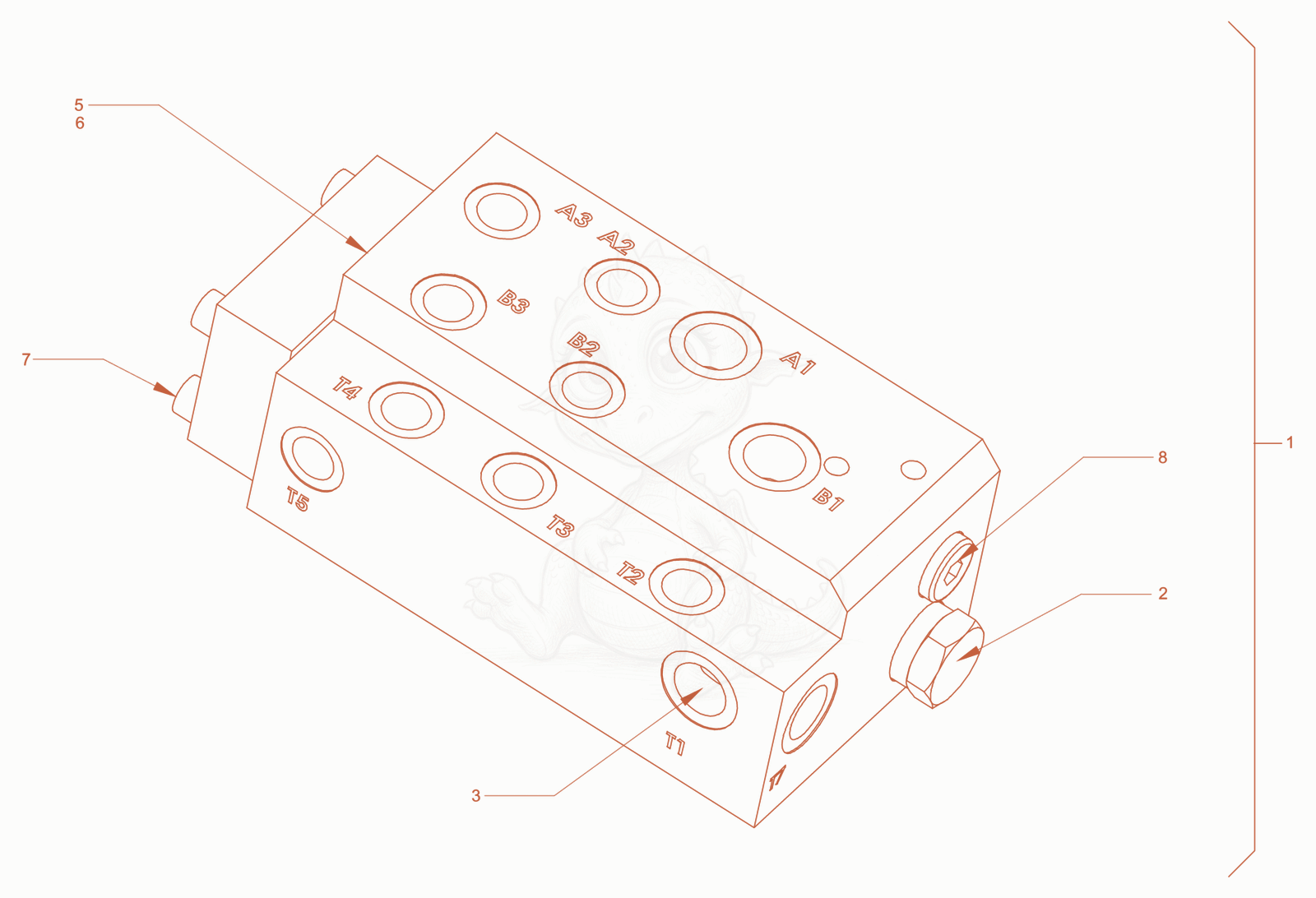 Exploded parts diagram of the hydraulic collector of a Wacker Neuson RD28-120CCN, with numbered balloons