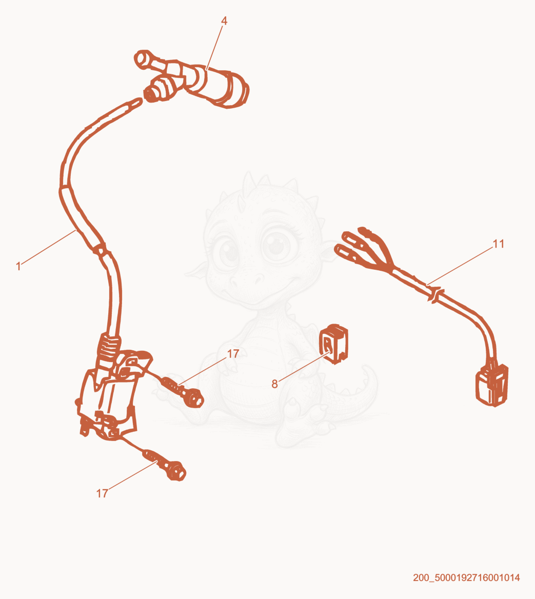 Exploded parts diagram of the Ignition Coil of a Wacker Neuson CT36-8A-V, with numbered balloons
