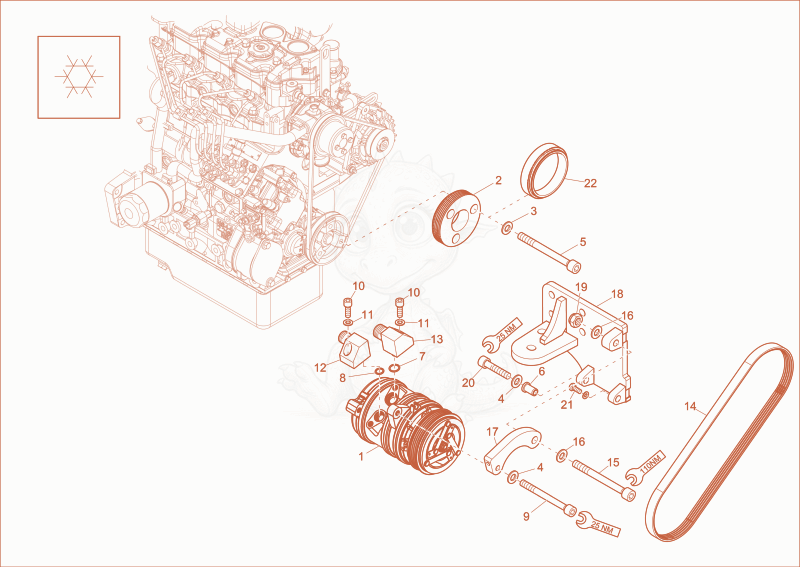 Exploded parts diagram of the ADDITIONAL PARTS OPTION AIR-CONDITIONING of a Wacker Neuson ET65, with numbered balloons