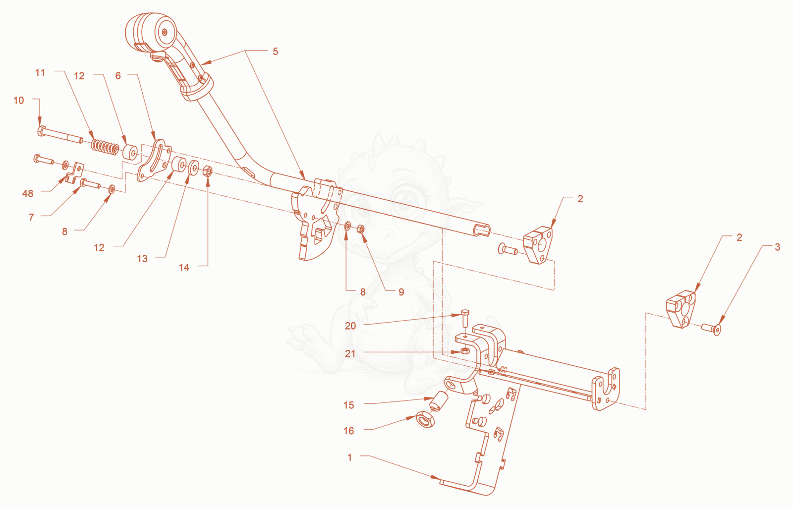 Exploded parts diagram of the drive shifting of a Wacker Neuson RD18-80SE, with numbered balloons