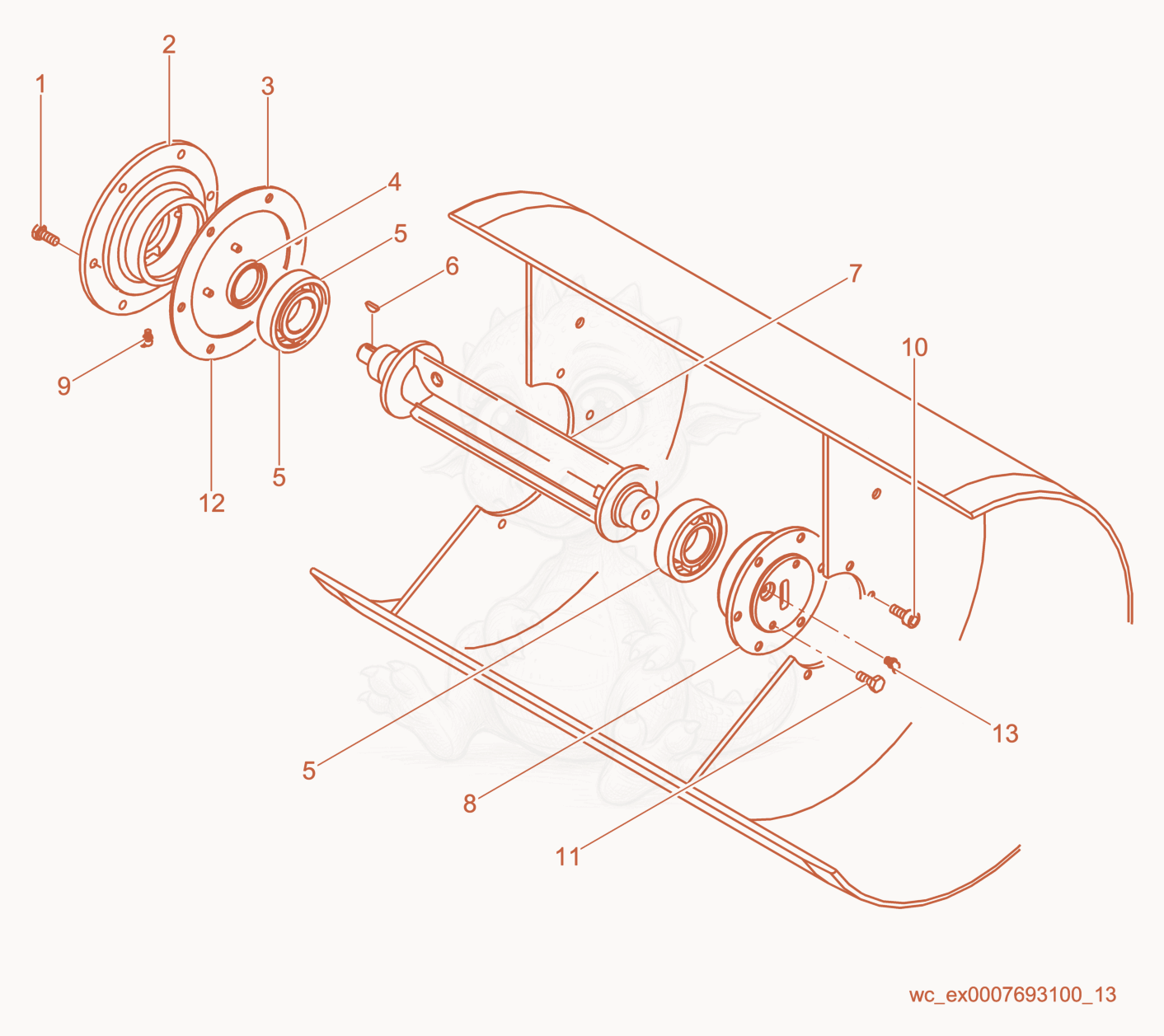 Exploded parts diagram of the Exciter cpl. of a Wacker Neuson RD11A, with numbered balloons