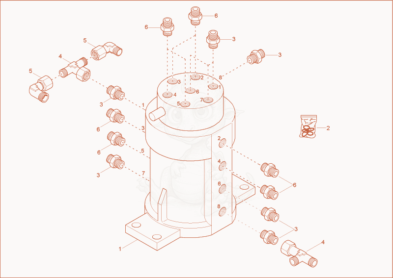 Exploded parts diagram of the turning joint of a Wacker Neuson 1703, with numbered balloons