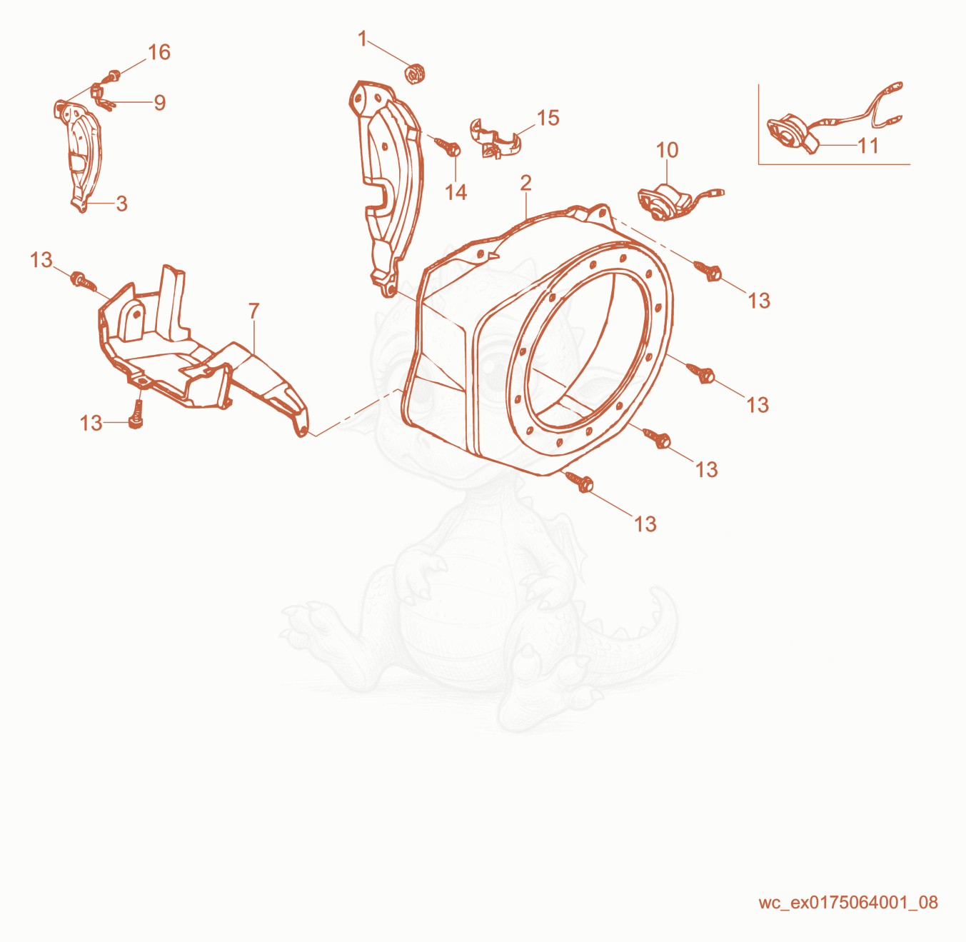 Exploded parts diagram of the Blower Housing of a Wacker Neuson CT24-4A, with numbered balloons