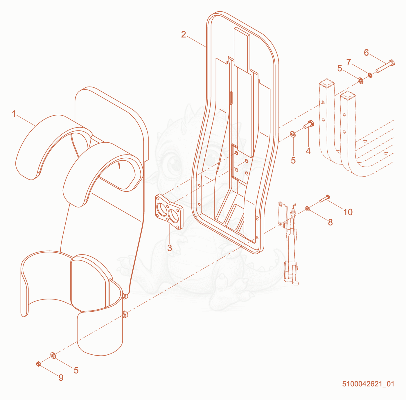 Despiece del Harness/Tote de una máquina Wacker Neuson BV50A-H, con globos numerados