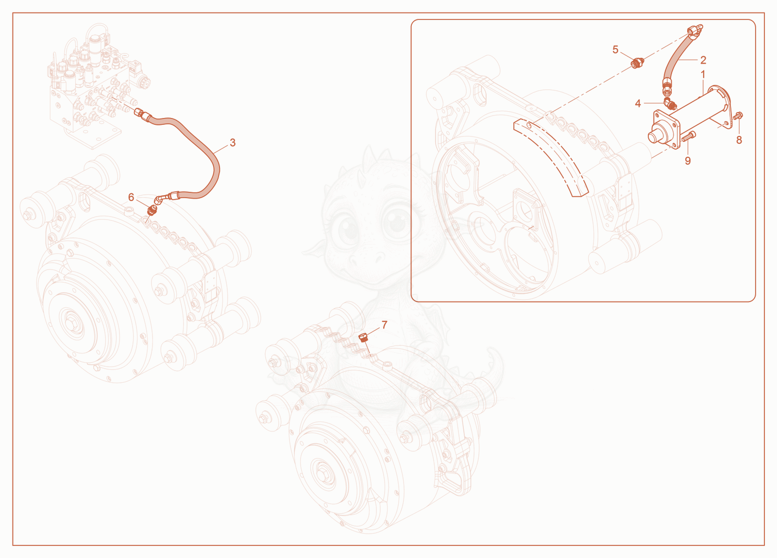 Exploded parts diagram of the Brake System of a Wacker Neuson RTLX-SC3, with numbered balloons