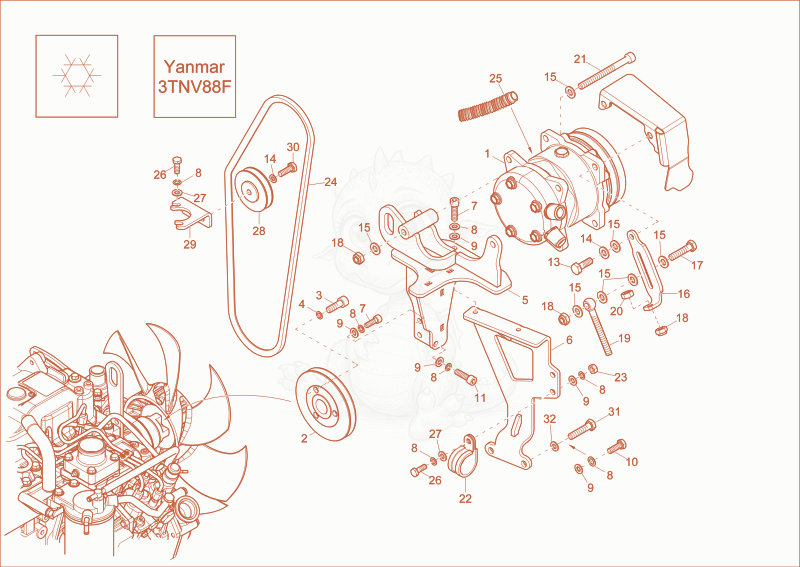 Exploded parts diagram of the mounting set (Option) of a Wacker Neuson EZ38, with numbered balloons