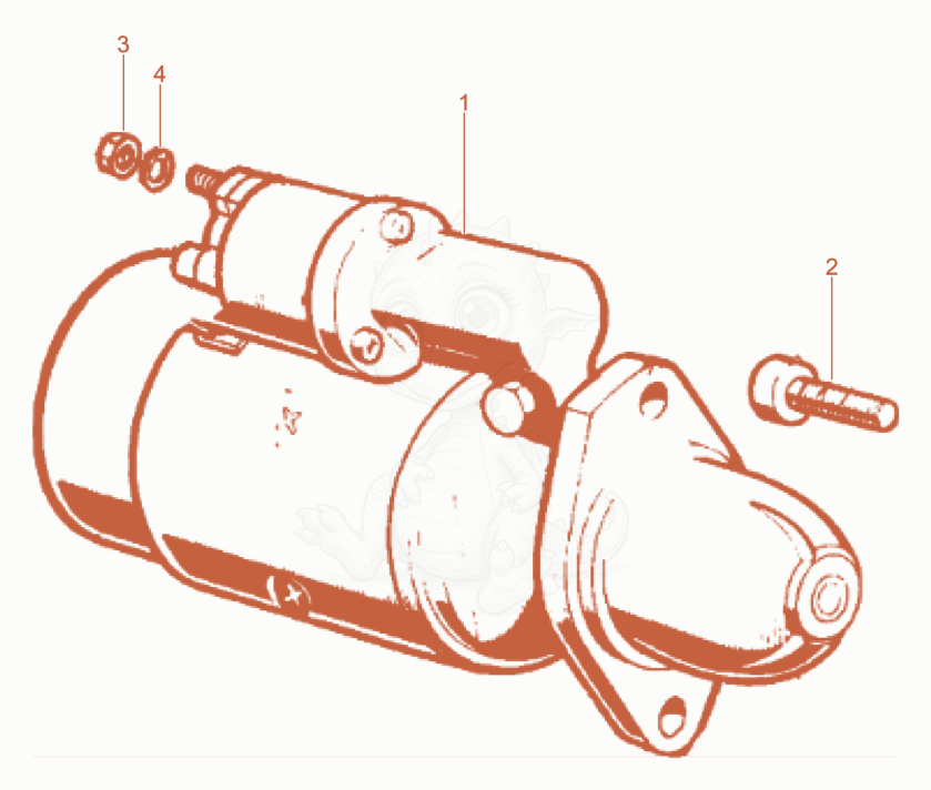 Despiece del Starter de una máquina Wacker Neuson DPU100-70, con globos numerados
