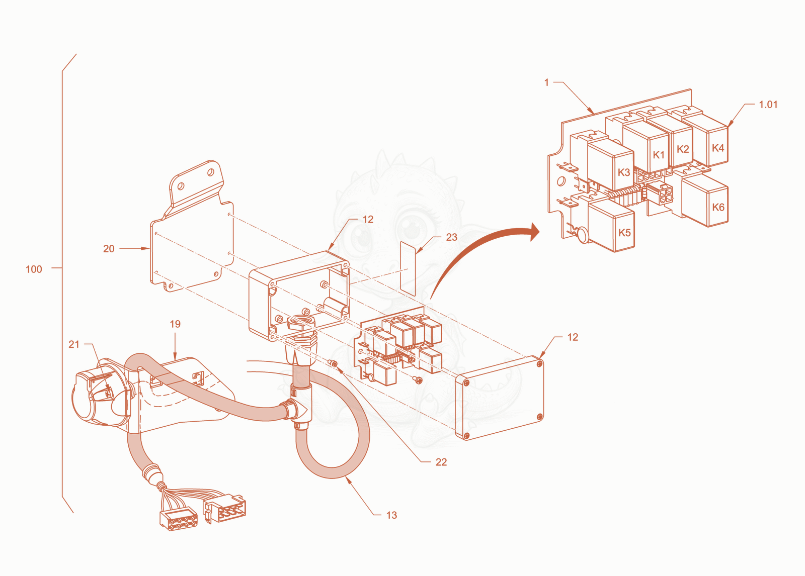 Exploded parts diagram of the cylinder spreader of a Wacker Neuson RD40-130CDPF, with numbered balloons