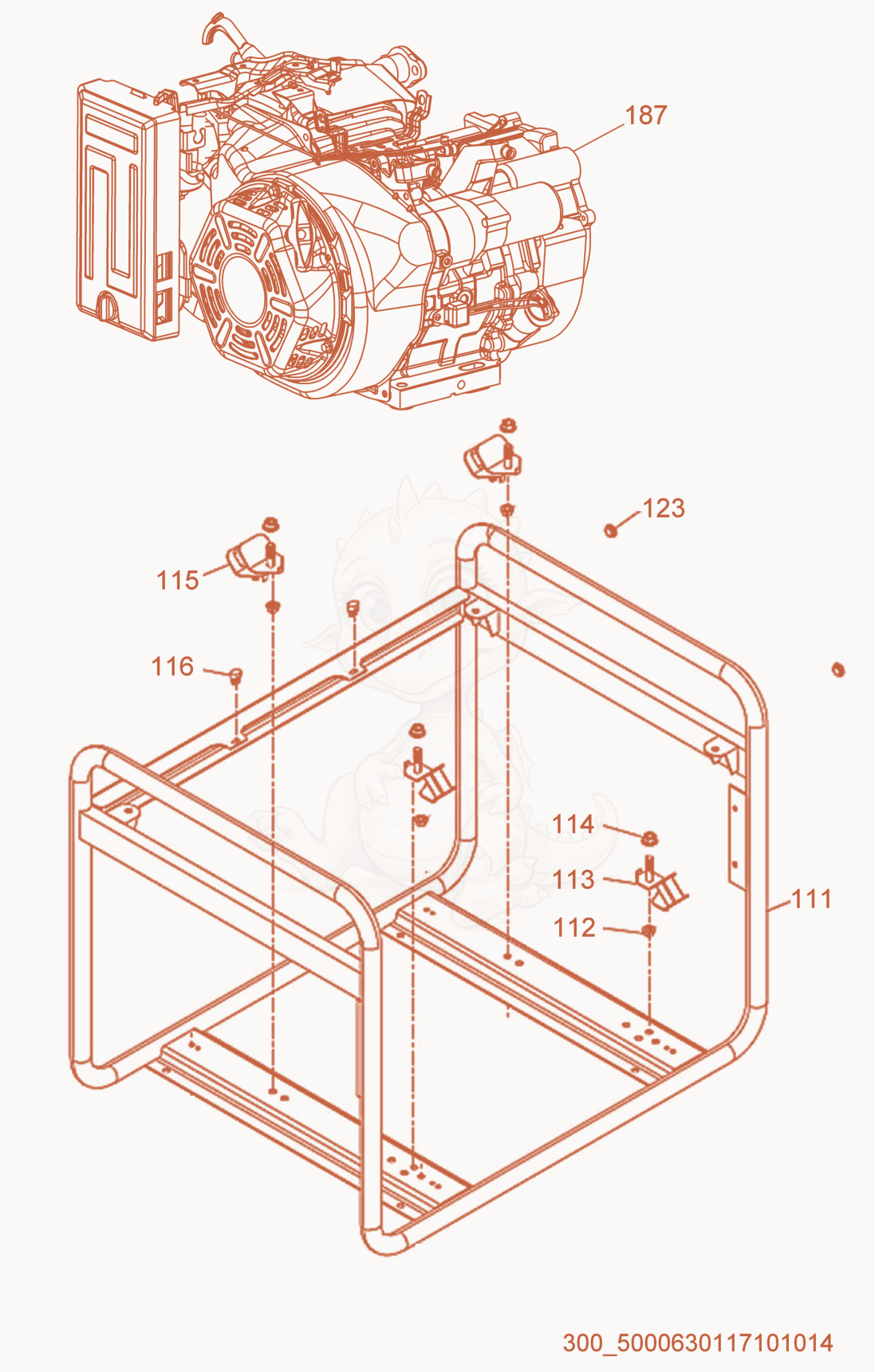 Exploded parts diagram of the Frame cpl. of a Wacker Neuson ML440, with numbered balloons