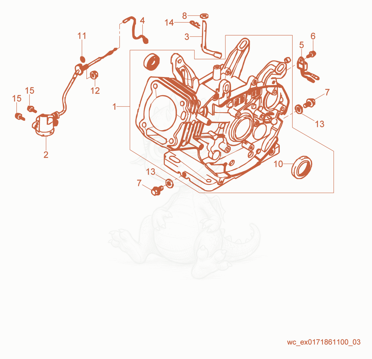 Exploded parts diagram of the Cylinder of a Wacker Neuson GV3800A, with numbered balloons
