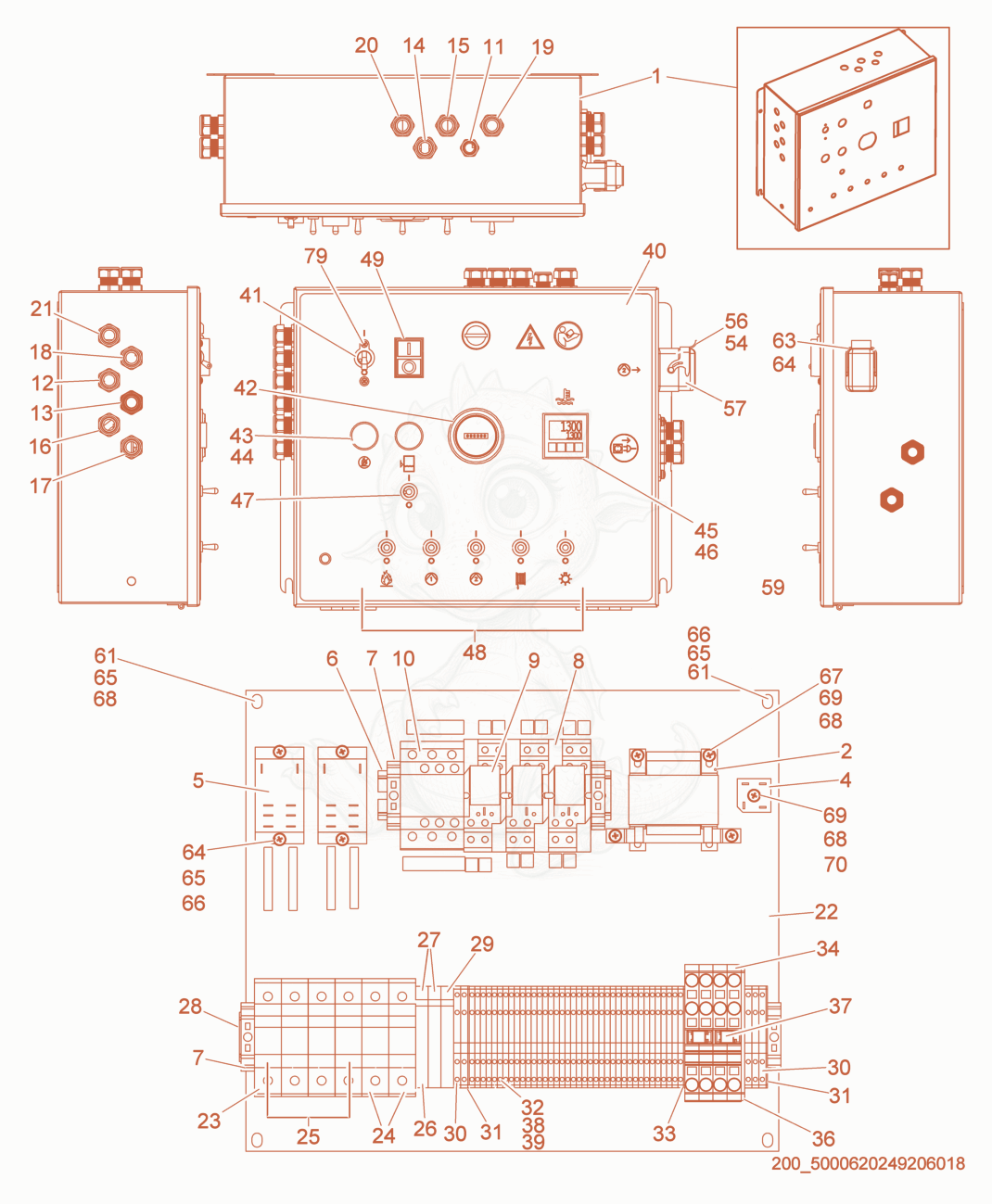 Despiece del Control Panel cpl. (1) de una máquina Wacker Neuson HP252, con globos numerados