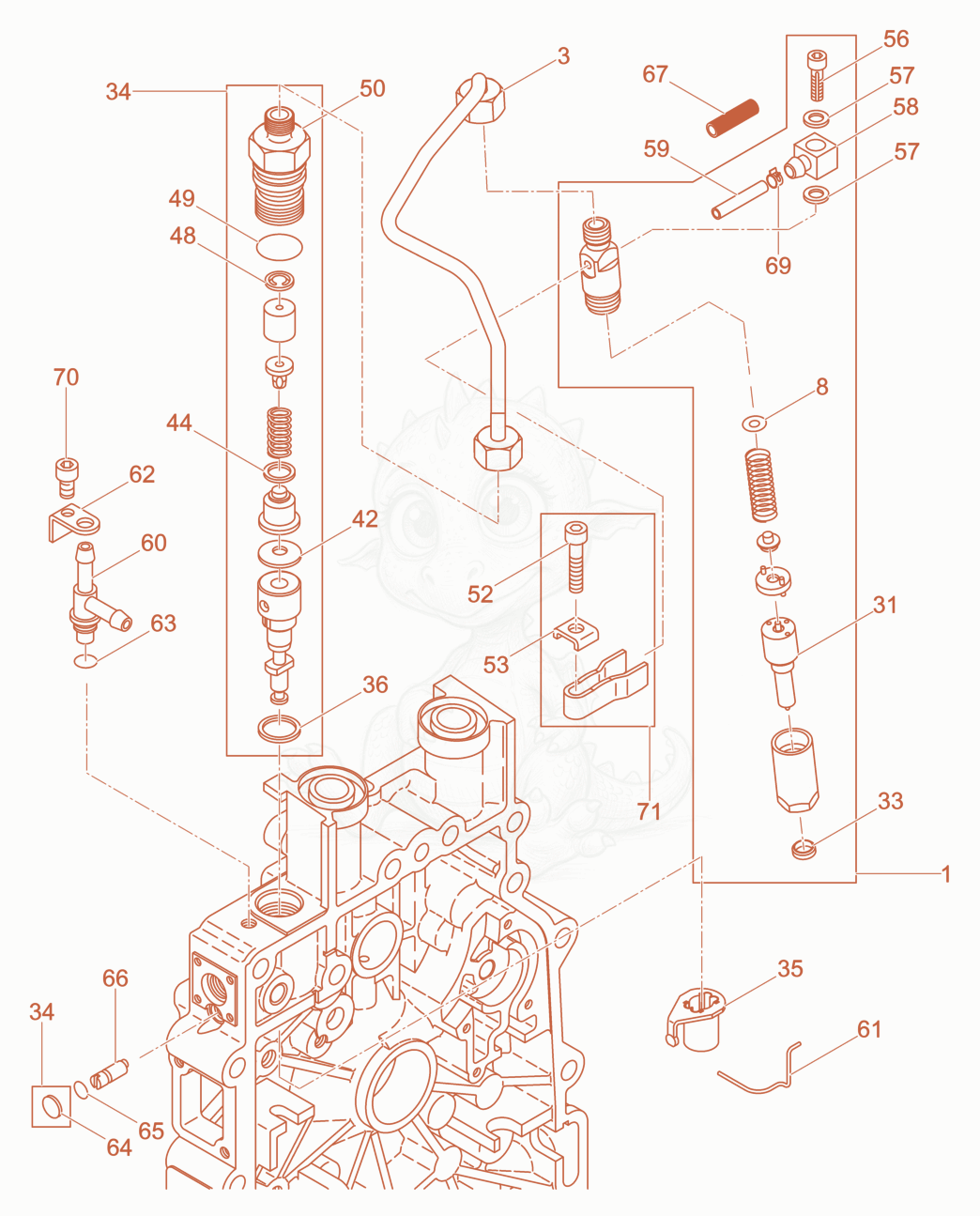Exploded parts diagram of the Injection Equipment of a Wacker Neuson DPU3760HETS, with numbered balloons