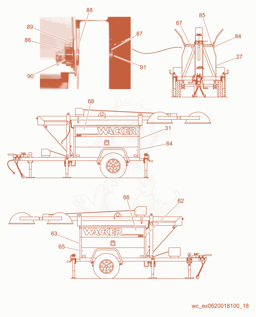 Exploded parts diagram of the Covers of a Wacker Neuson LTC4C-P, with numbered balloons