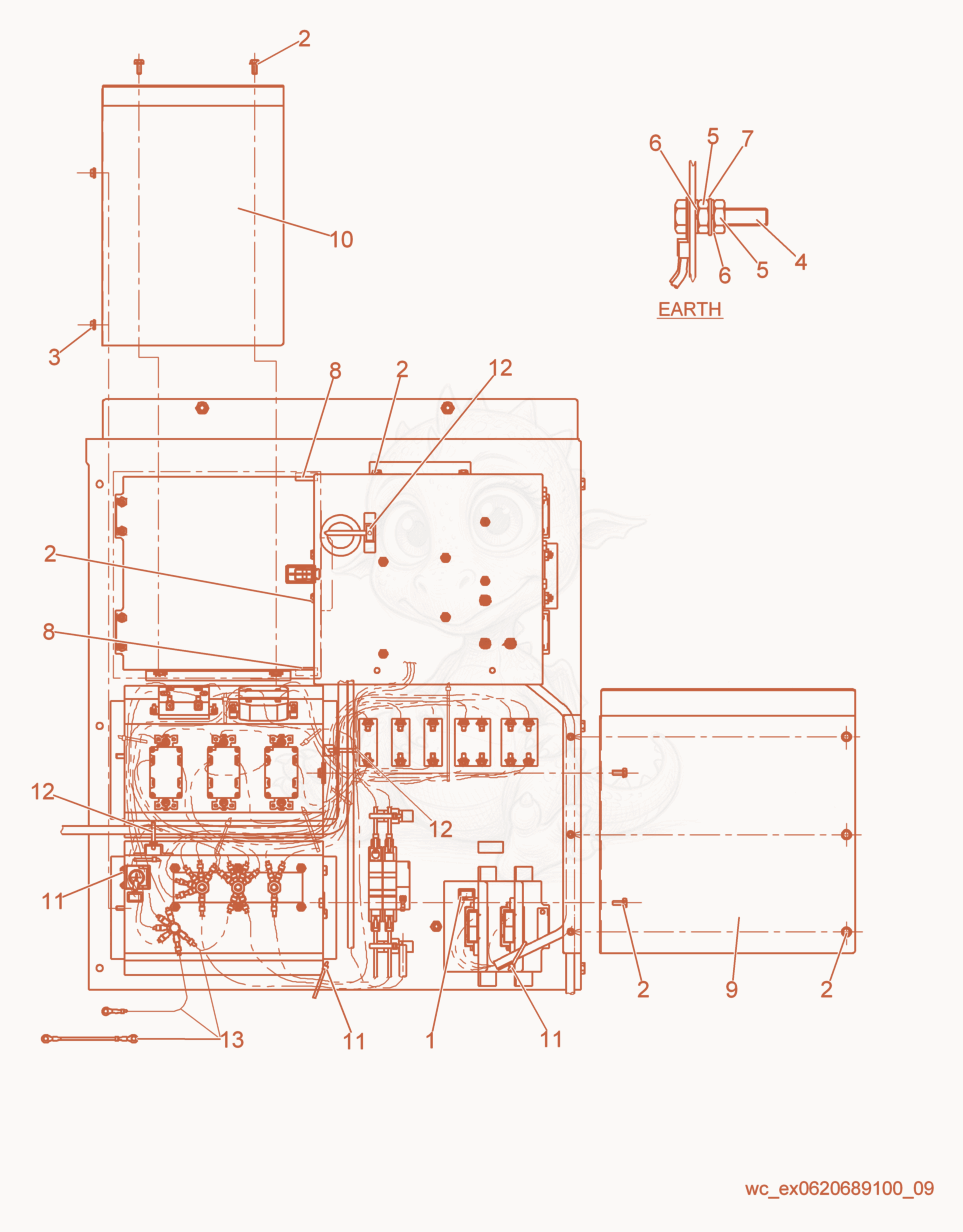 Despiece del Control Panel cpl. (2) de una máquina Wacker Neuson G14, con globos numerados