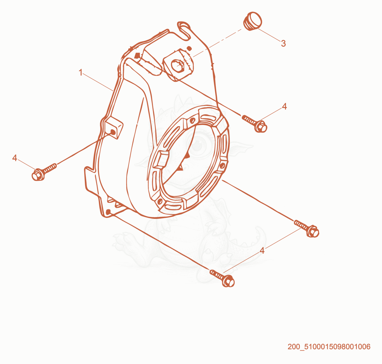 Exploded parts diagram of the Starter/Blower Housing of a Wacker Neuson BS70-4AS, with numbered balloons