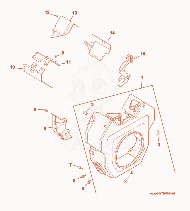 Exploded parts diagram of the Blower Housing of a Wacker Neuson CRT48-25K-H, with numbered balloons