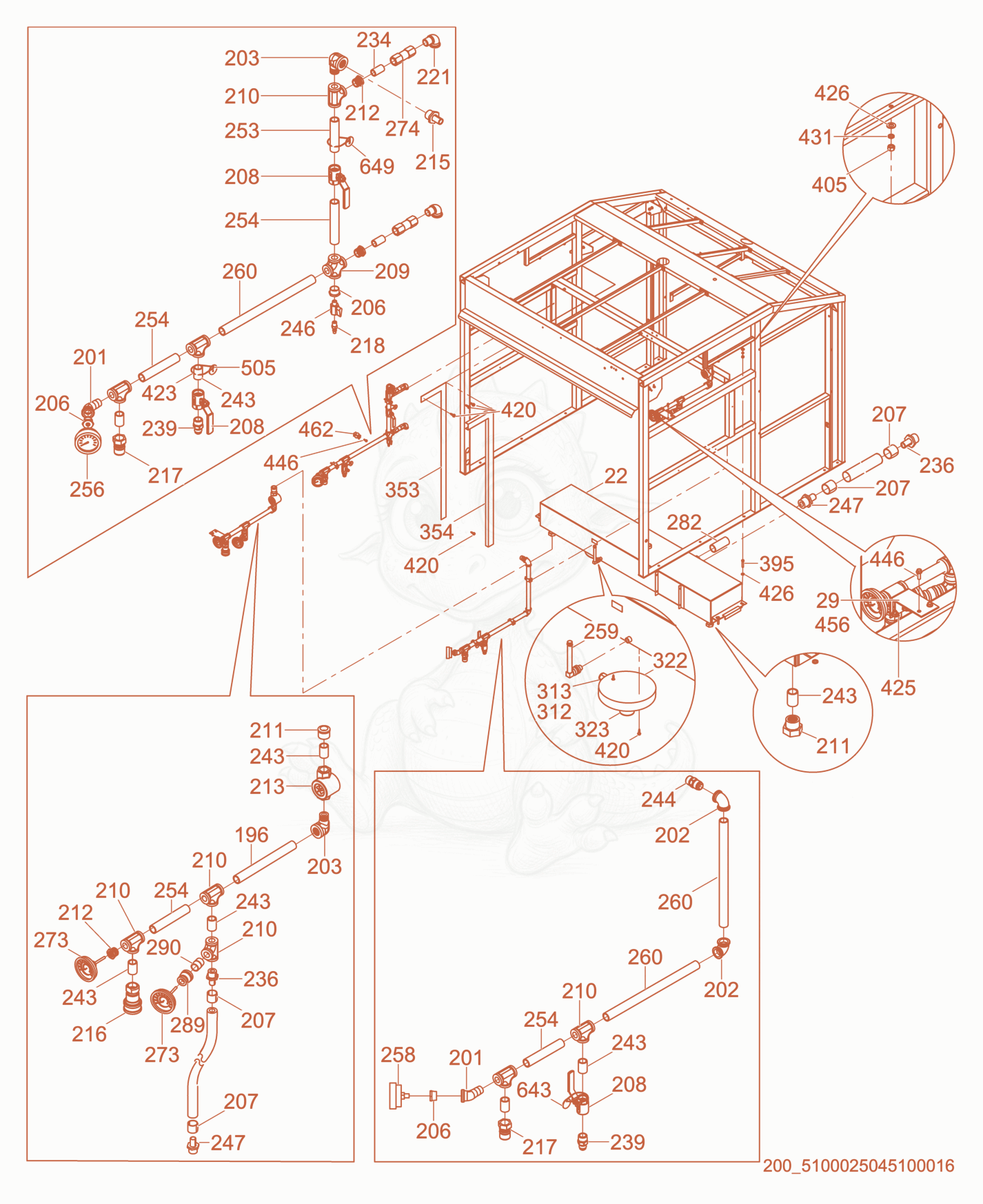Exploded parts diagram of the Expansion Tank cpl. of a Wacker Neuson E3000, with numbered balloons