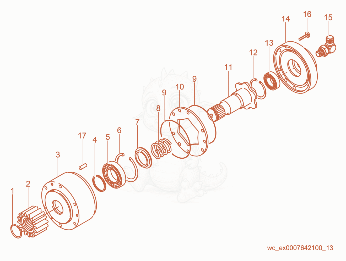Exploded parts diagram of the Brake cpl. of a Wacker Neuson RT820, with numbered balloons