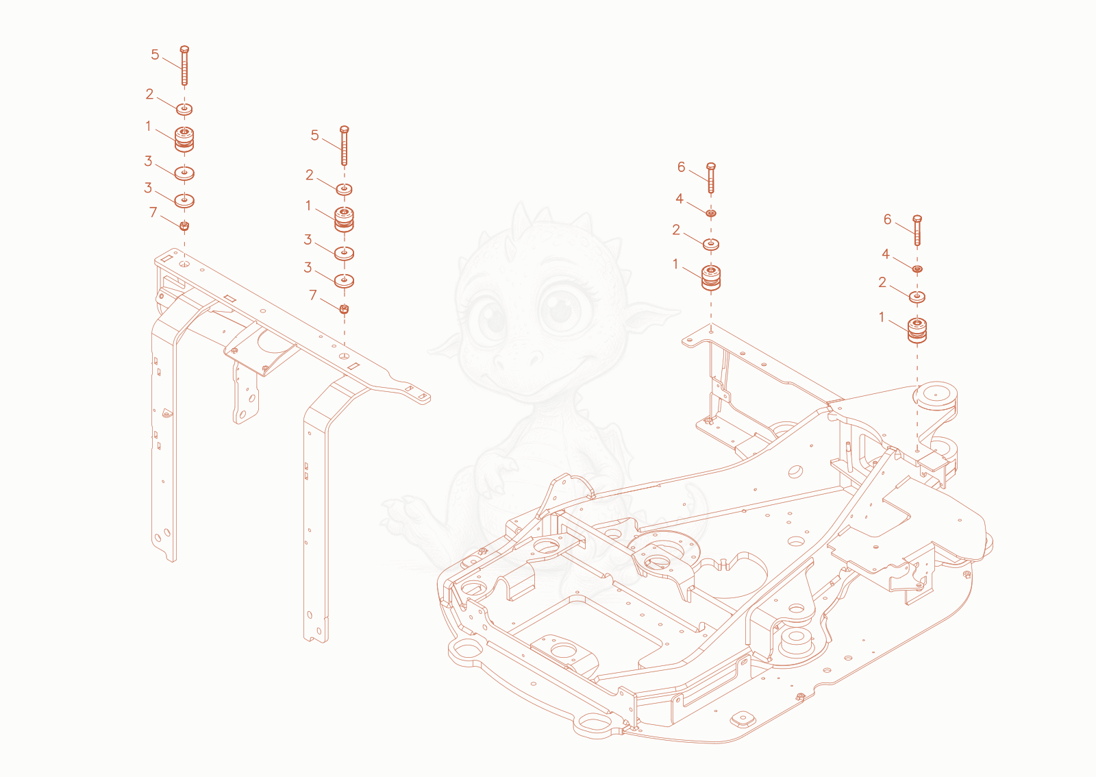 Exploded parts diagram of the CUSHION CABIN of a Wacker Neuson EZ26-2, with numbered balloons