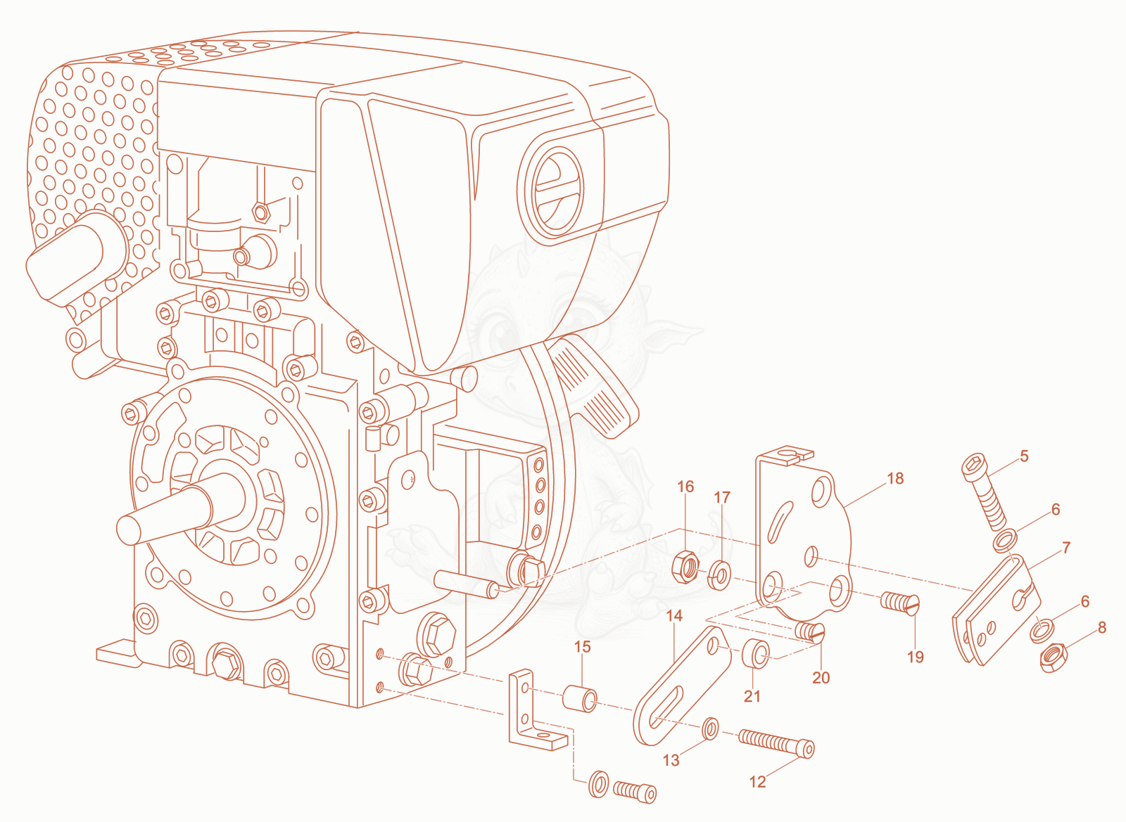 Exploded parts diagram of the Governor Bowden Cable of a Wacker Neuson DPU2550H, with numbered balloons