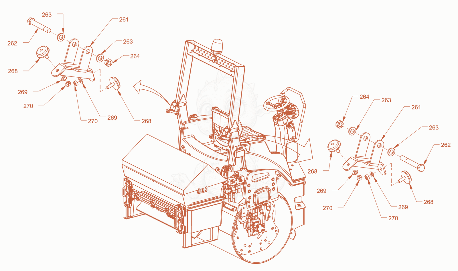 Exploded parts diagram of the cylinder spreader of a Wacker Neuson RD45-140C, with numbered balloons