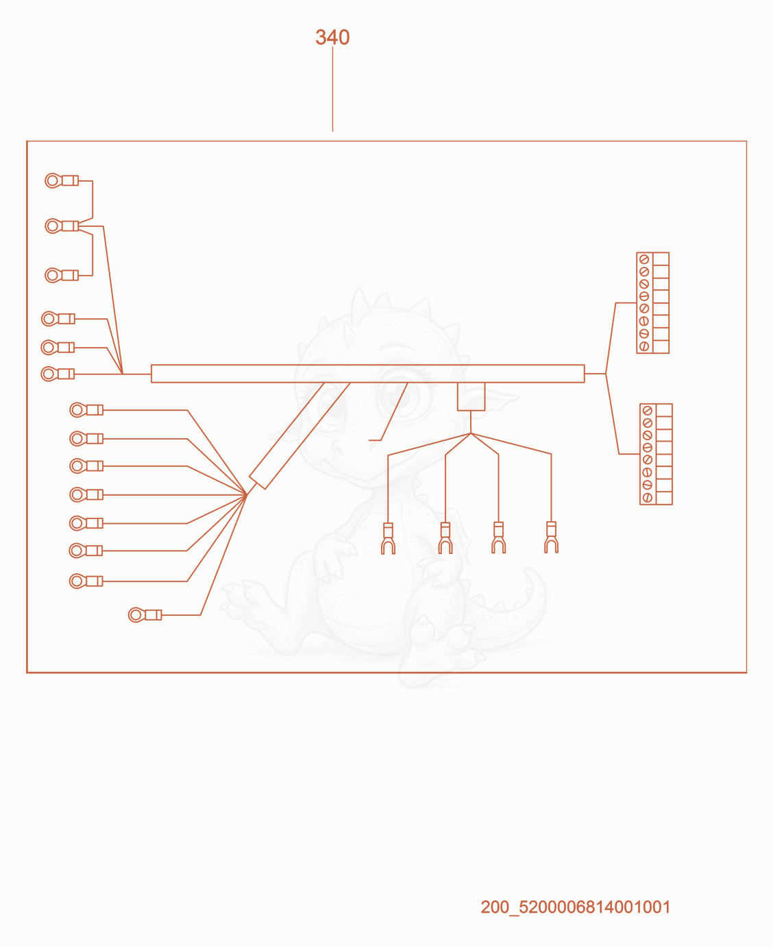 Exploded parts diagram of the AC Wiring Harness of a Wacker Neuson G320, with numbered balloons