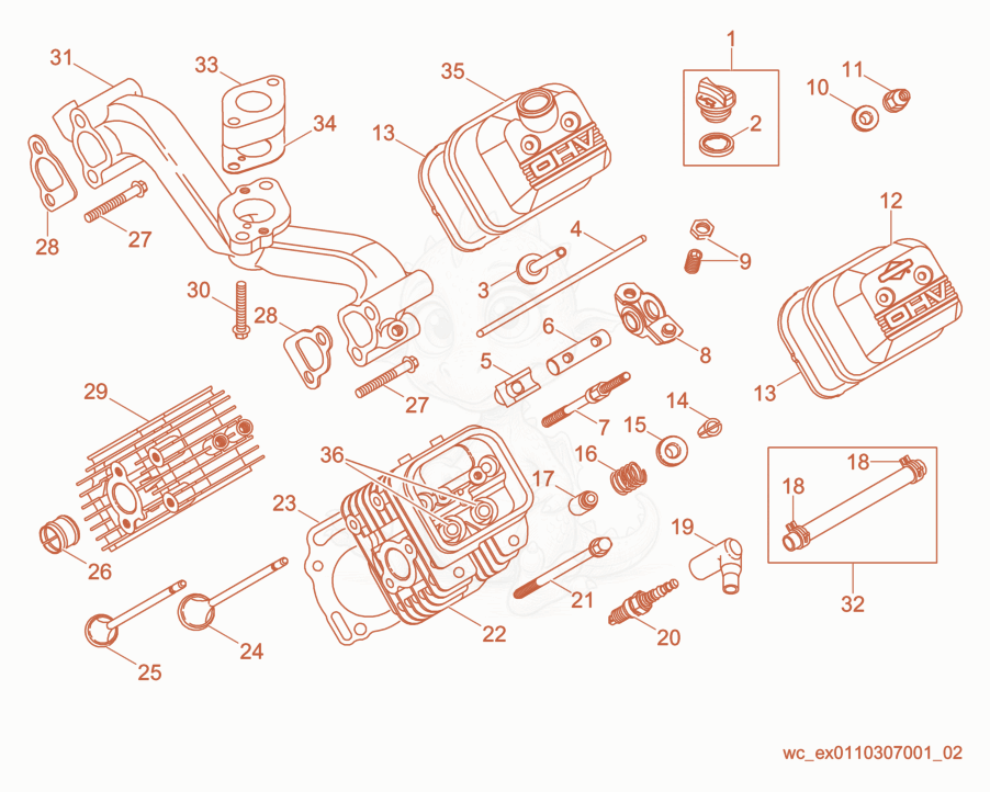 Exploded parts diagram of the Inner Cylinder cpl. of a Wacker Neuson RD880V, with numbered balloons