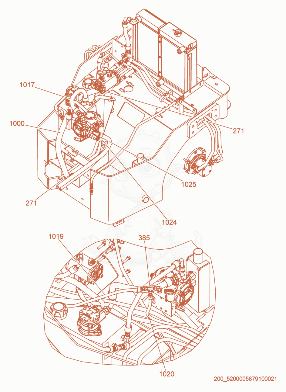 Exploded parts diagram of the Hydraulics-Front Frame (3) of a Wacker Neuson RD27-120, with numbered balloons