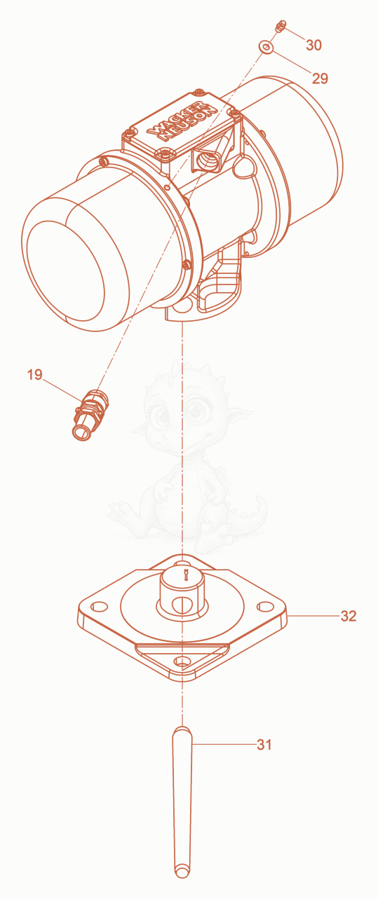 Exploded parts diagram of the External Vibrator cpl. of a Wacker Neuson AR61/4,5/042, with numbered balloons