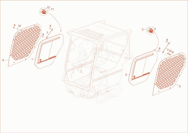 Exploded parts diagram of the SIDEPANE (OPTION) of a Wacker Neuson ST45(S04-04), with numbered balloons