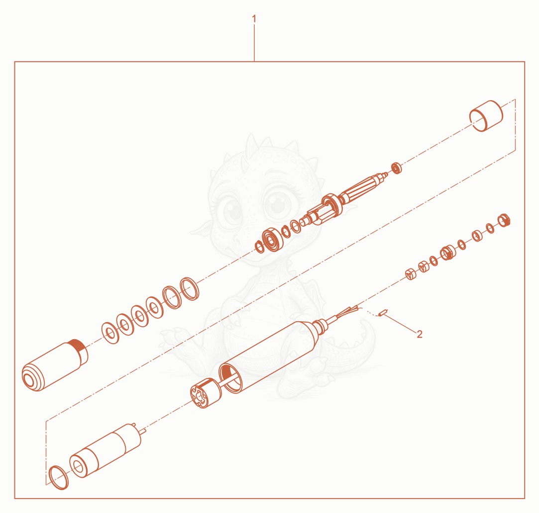 Exploded parts diagram of the Internal Vibrator cpl. of a Wacker Neuson IREN57K8M, with numbered balloons