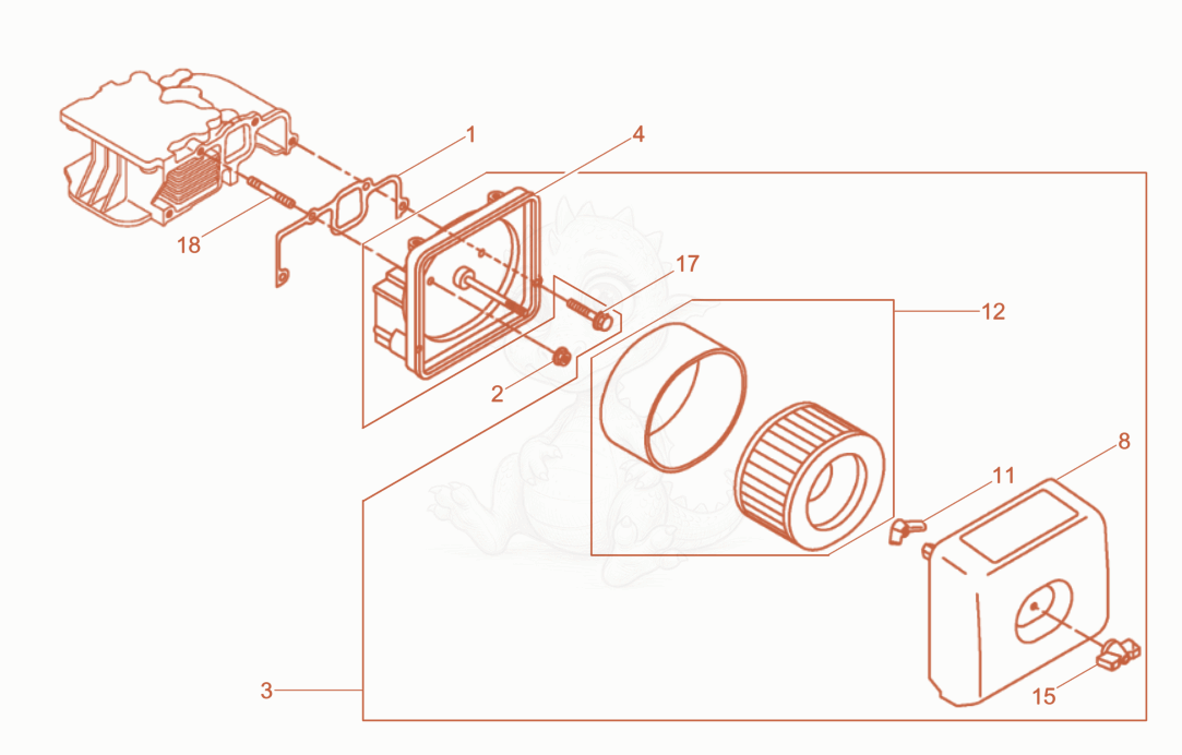 Exploded parts diagram of the Air Cleaner of a Wacker Neuson RD10YEHFLRC, with numbered balloons