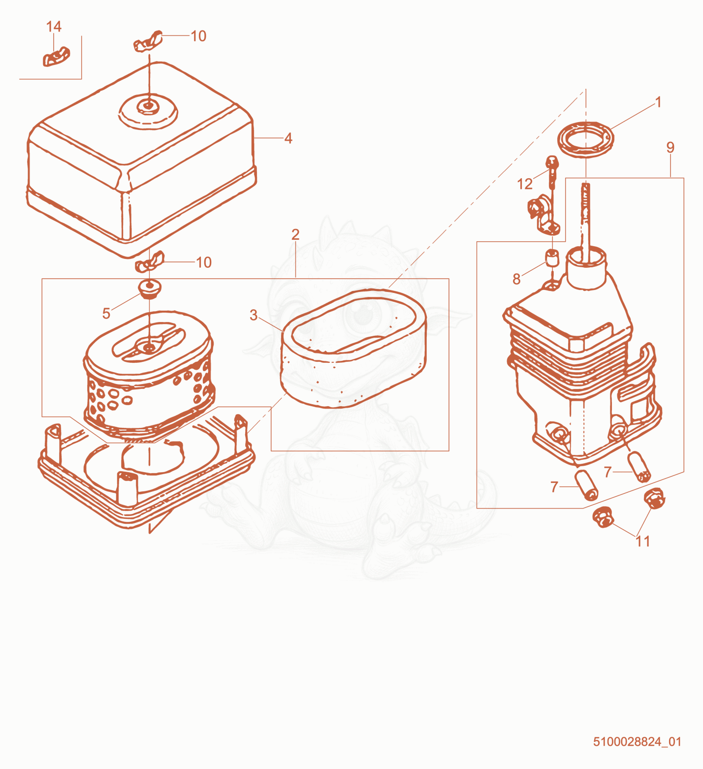 Exploded parts diagram of the Air Cleaner of a Wacker Neuson CT30ADT, with numbered balloons