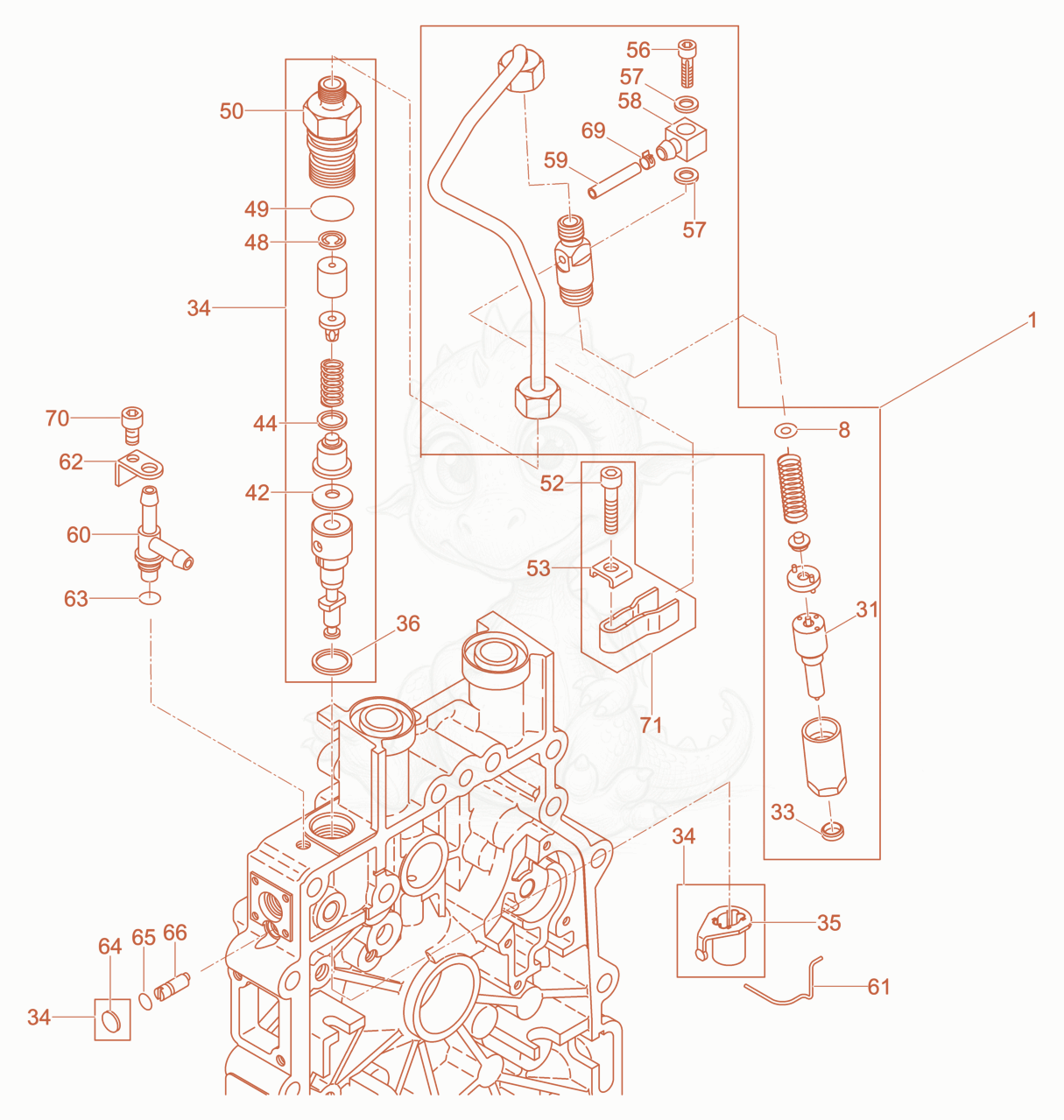 Exploded parts diagram of the Injection Equipment of a Wacker Neuson DPU2550H, with numbered balloons