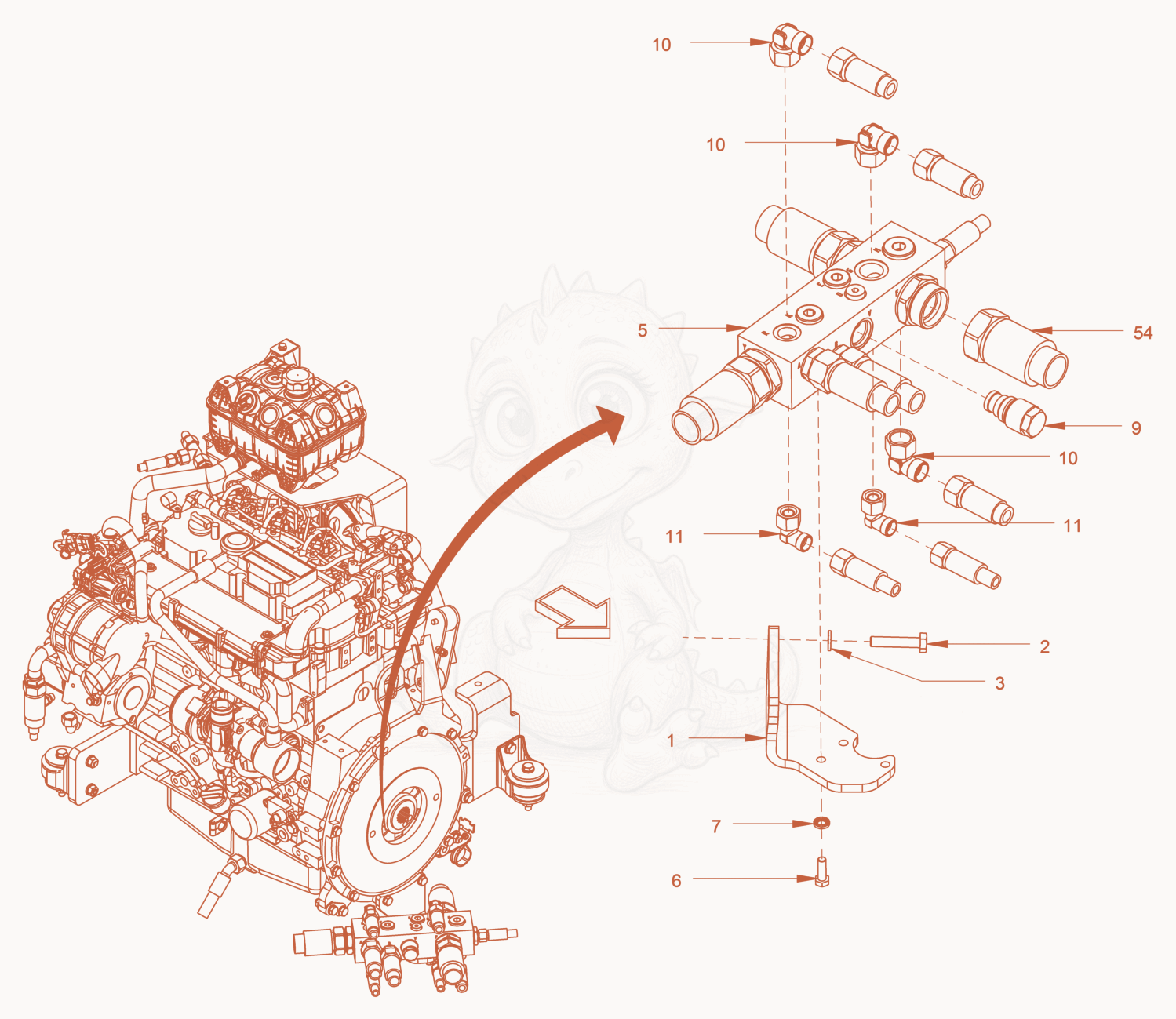 Exploded parts diagram of the hydraulic oil tank of a Wacker Neuson RC110P, with numbered balloons