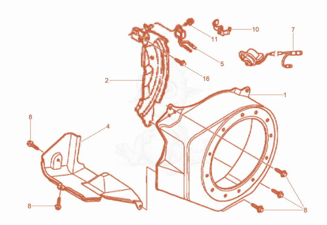 Exploded parts diagram of the Fan hood of a Wacker Neuson A5000/160ISO, with numbered balloons