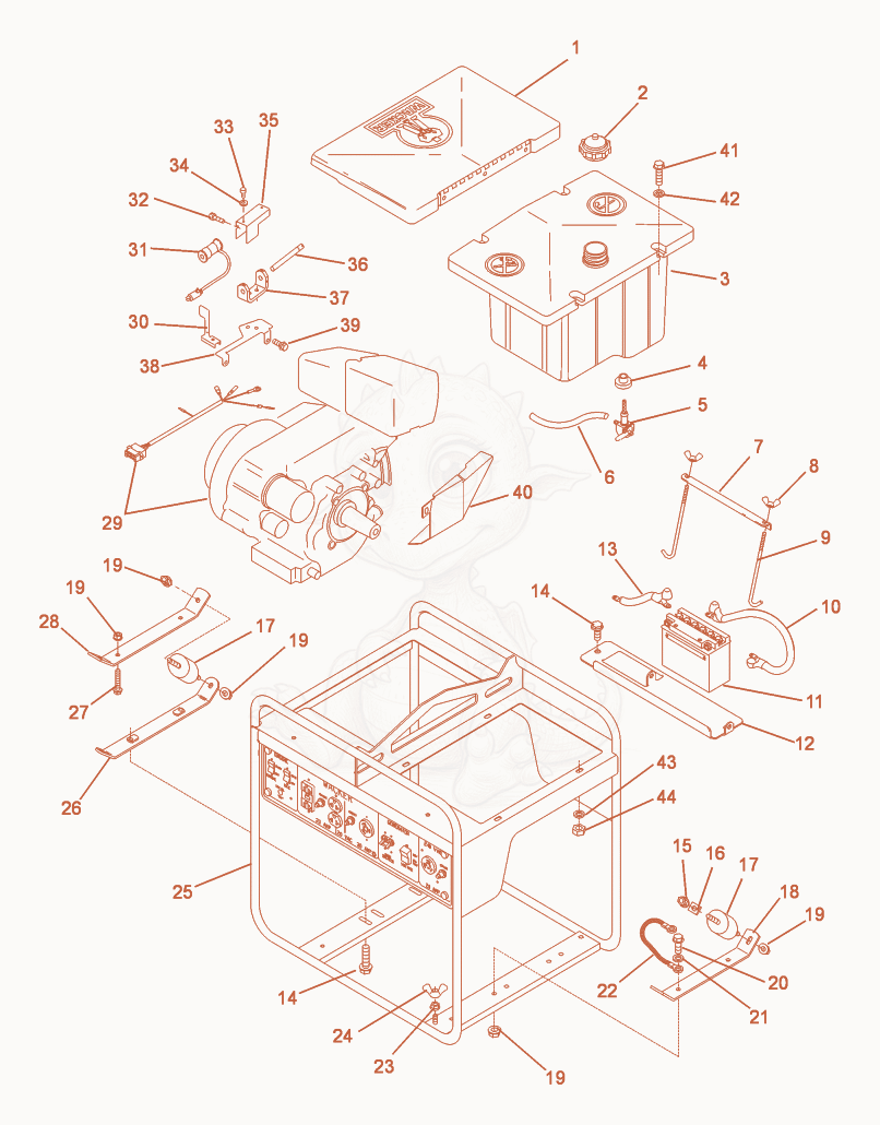 Despiece del Frame de una máquina Wacker Neuson GS5.5A, con globos numerados